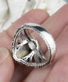 Filigree Art Labradorite Gemstone Angel Design Women Silver Cocktail Ring