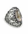 Filigree Art Labradorite Gemstone Lace Detailed Women Silver Statement Ring