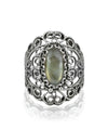 Filigree Art Labradorite Gemstone Lace Detailed Women Silver Statement Ring FiligranIst