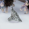925 Sterling Silver Filigree Art Lace Detailed Long Statement Ring