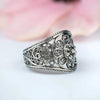 Filigree Art Lace Embroidery Women Silver Cocktail Ring - Filigranist Jewelry