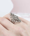 Filigree Art Lace Embroidery Woman Silver Statement Ring