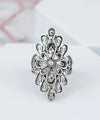 Filigree Art Lace Embroidery Woman Silver Statement Ring