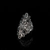 925 Sterling Silver Filigree Art Lace Embroidery Long Statement Ring