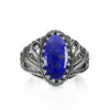 Filigree Art Lapis Lazuli Gemstone Angel Design Women Silver Cocktail Ring
