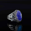 Filigree Art Lapis Lazuli Gemstone Angel Design Women Silver Cocktail Ring