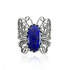 Filigree Art Lapis Lazuli Gemstone Butterfly Design Women Silver Cocktail Ring