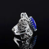 Filigree Art Lapis Lazuli Gemstone Butterfly Design Women Silver Cocktail Ring