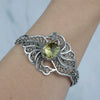 Lemon Quartz Gemstone 925 Sterling Silver Artisan Crafted Filigree Art Double Swan Design Cuff Bracelet