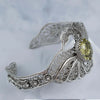 Lemon Quartz Gemstone 925 Sterling Silver Artisan Crafted Filigree Art Double Swan Design Cuff Bracelet
