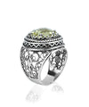 Sterling Silver Filigree Art Lemon Quartz Gemstone Women Bold Ring