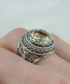Sterling Silver Filigree Art Lemon Quartz Gemstone Women Bold Ring