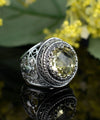 Sterling Silver Filigree Art Lemon Quartz Gemstone Women Bold Ring