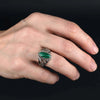 Filigree Art Malachite Gemstone Angel Design Women Silver Cocktail Ring - Filigranist Jewelry