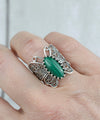 925 Sterling Silver Filigree Art Malachite Gemstone Butterfly Cocktail Ring