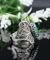 925 Sterling Silver Filigree Art Malachite Gemstone Butterfly Cocktail Ring