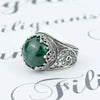925 Sterling Silver Filigree Art Malachite Gemstone Cocktail Women Ring