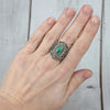 925 Sterling Silver Filigree Art Malachite Gemstone Lace Cocktail Ring