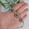 925 Sterling Silver Filigree Art Malachite Gemstone Star Bracelet