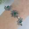 925 Sterling Silver Filigree Art Malachite Gemstone Star Bracelet