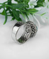 Sterling Silver Filigree Art Malachite Gemstone Cocktail Ring