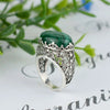 925 Sterling Silver Filigree Art Malachite Gemstone Oval Dome Ring