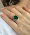 Sterling Silver Filigree Art Malachite Gemstone Women Statement Ring