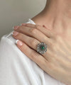 Filigree Art Malachite Gemstone Women Silver Statement Ring