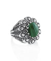 Filigree Art Malachite Gemstone Women Statement Dome Ring - Filigranist Jewelry