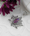 Filigree Art Mojave Turquoise Gemstone Blossoming Lotus Flower Women Silver Pendant Necklace