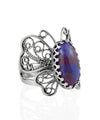 925 Sterling Silver Filigree Art Mojave Gemstone Butterfly Cocktail Ring