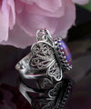 925 Sterling Silver Filigree Art Mojave Gemstone Butterfly Cocktail Ring