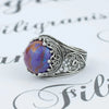 925 Sterling Silver Filigree Art Mojave Gemstone Cocktail Women Ring