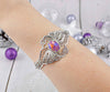 Filigree Art Mojave Turquoise Gemstone Double Swan Figured Women Silver Cuff Bracelet
