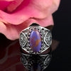 925 Sterling Silver Filigree Art Mojave Gemstone Oval Cocktail Ring