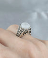 Filigree Art Moonstone Gemstone Women Silver Cocktail Ring
