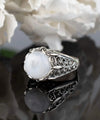 Filigree Art Moonstone Gemstone Women Silver Cocktail Ring