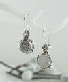 Filigree Art Mother of Pearl Gemstone Women Sterling Silver Drop Earrings