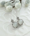 Filigree Art Mother of Pearl Gemstone Women Sterling Silver Drop Earrings