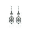 925 Sterling Silver Filigree Art Paisley Figured Dangle Drop Earrings