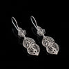 925 Sterling Silver Filigree Art Paisley Figured Dangle Drop Earrings