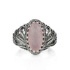 Sterling Silver Filigree Art Pink Chalcedony Angel Cocktail Ring