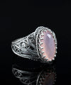 Sterling Silver Filigree Art Pink Chalcedony Angel Cocktail Ring