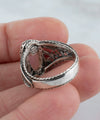 Filigree Art Pink Chalcedony Gemstone Angel Design Women Silver Cocktail Ring - Filigranist Jewelry