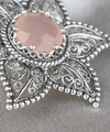 Filigree Art Pink Chalcedony Gemstone Star Design Women Silver Pendant Necklace