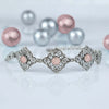 925 Sterling Silver Filigree Art Pink Chalcedony Gemstone Link Bracelet