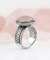 Sterling Silver Filigree Art Pink Chalcedony Gemstone Cocktail Ring