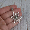 Filigree Art Prasiolite Gemstone Star of David Women Silver Pendant Necklace - Filigranist Jewelry