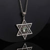 Filigree Art Prasiolite Gemstone Star of David Women Silver Pendant Necklace - Filigranist Jewelry