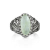 Filigree Art Prehnite Gemstone Angel Design Woman Silver Cocktail Ring